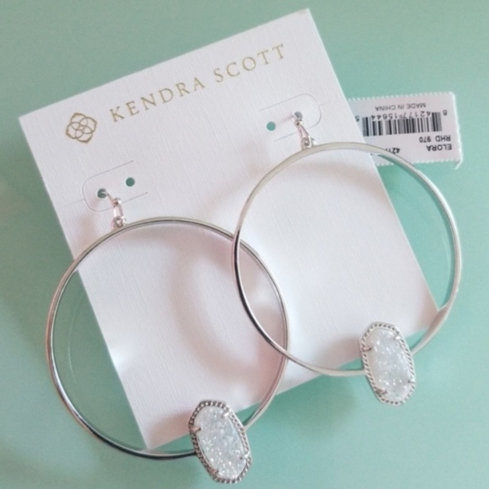 Kendra Scott Iridescent Drusy Elora silver earrings BNWT